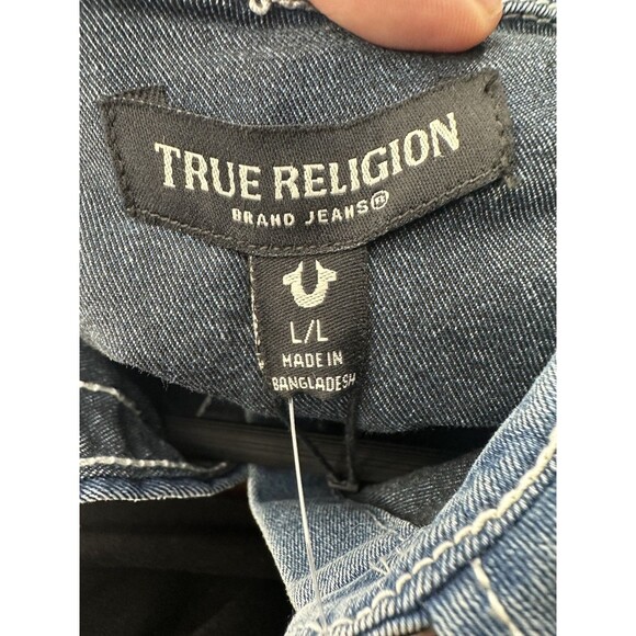 True Religion Denim Western Shirt Light Wash Long Sleeve Button Up Size L - Picture 3 of 4